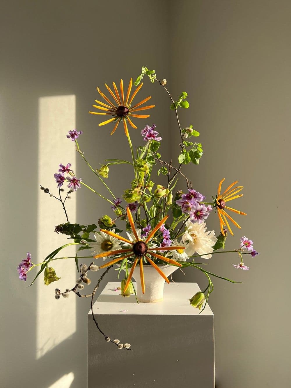 Sunlit wildflower arrangement